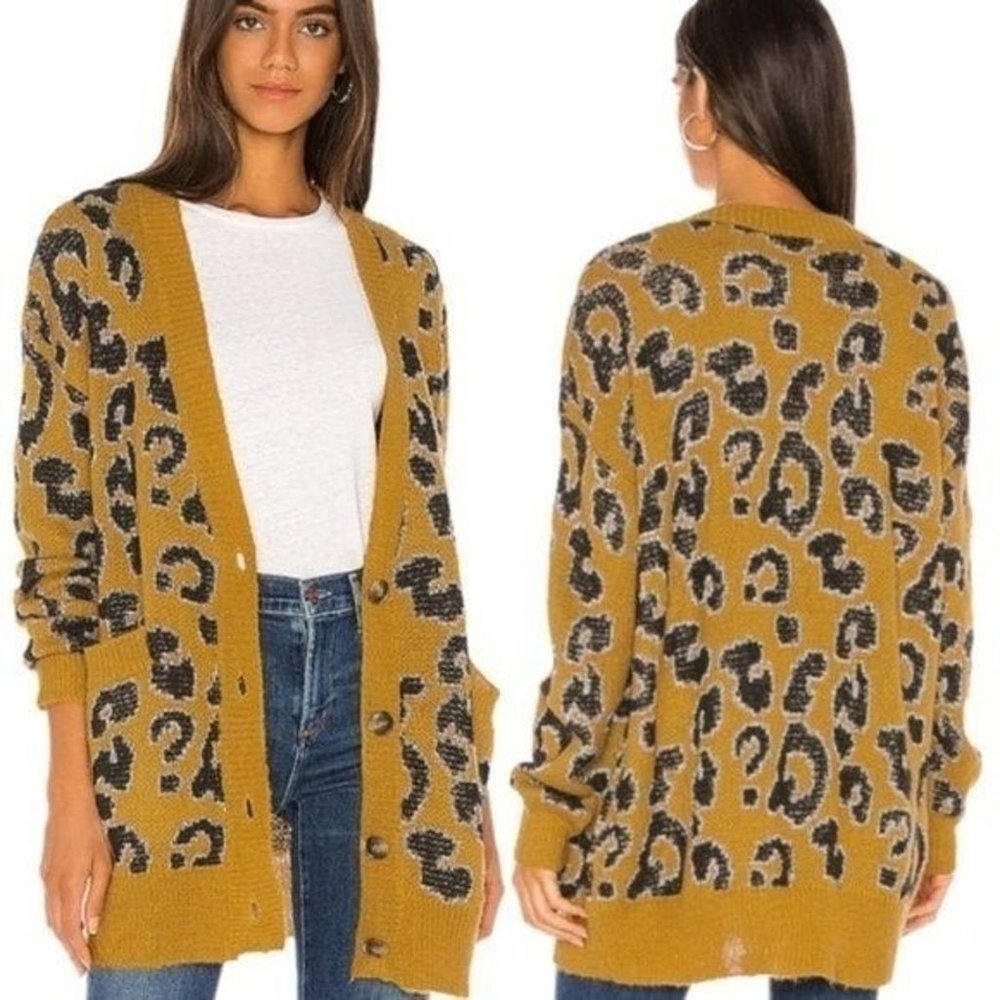 J.O.A. Oversized Knit Leopard Cardigan